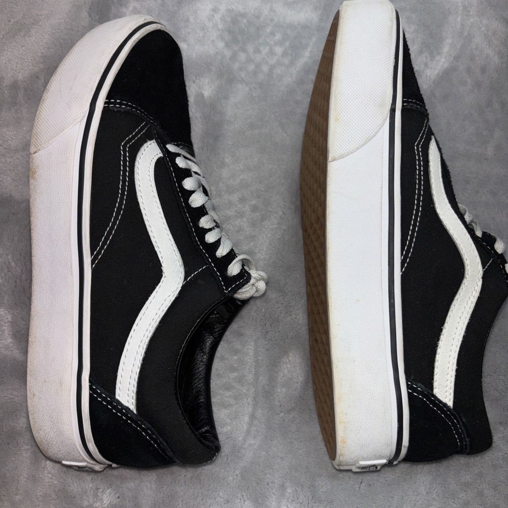 Vans Old Skool Unisex Black and White Skate Sneakers Size Men's 7 Women's 8.5 - Picture 6 of 10